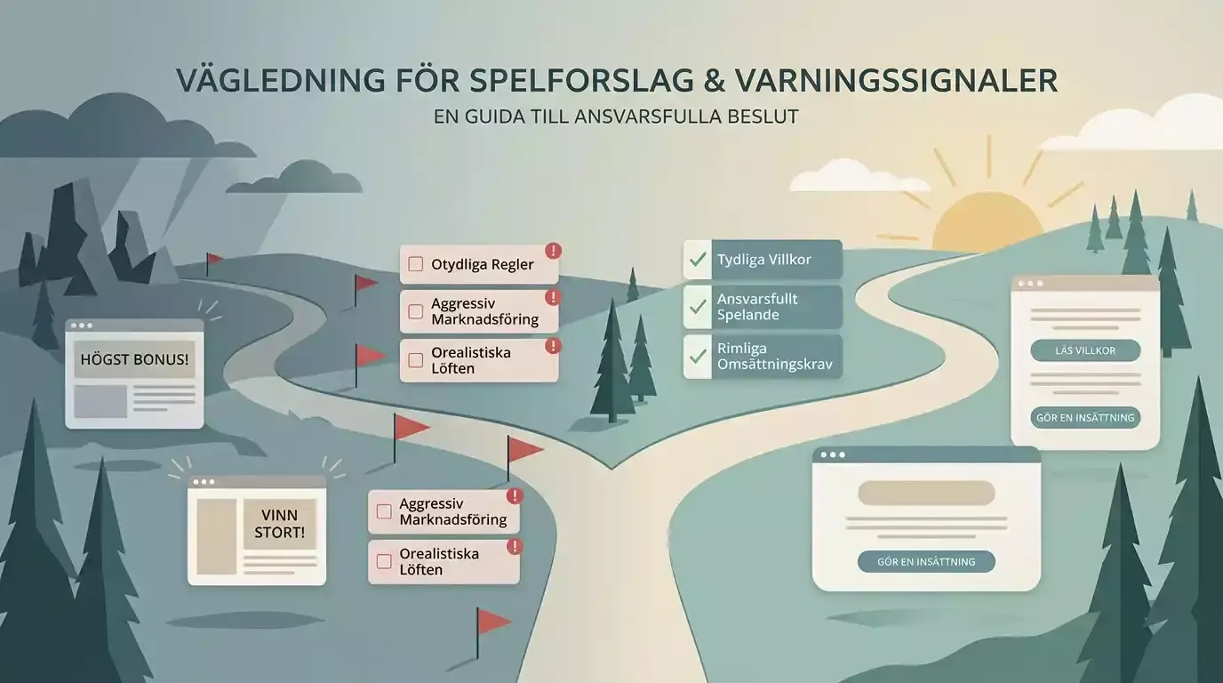 Beslutsväg med varningssignaler kring spelbudskap och erbjudanden